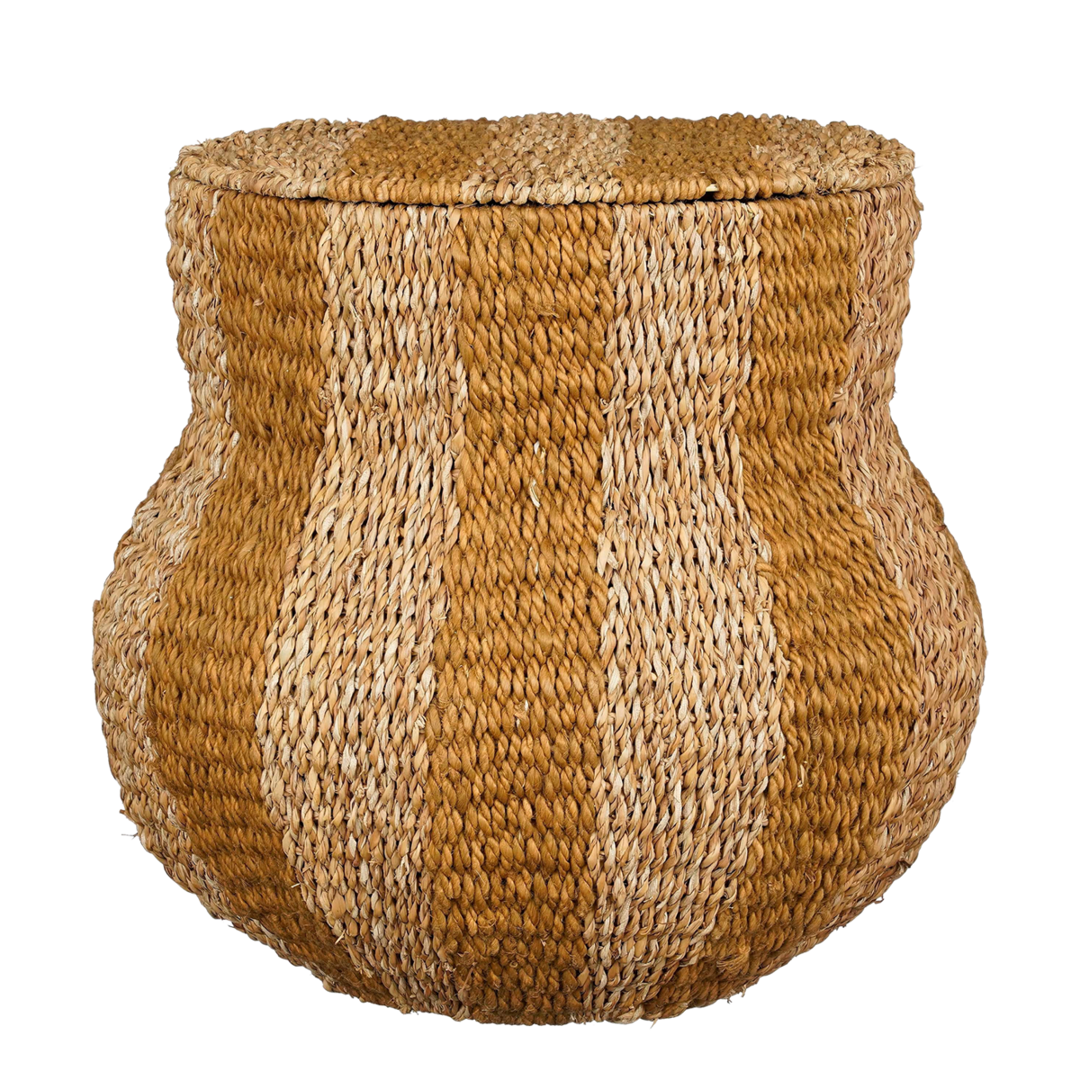 Tacoma Storage Basket with Lid - H47 x Ø50 cm - Jute - Yellow