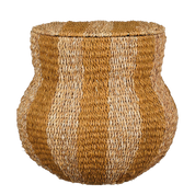 Tacoma Storage Basket with Lid - H47 x Ø50 cm - Jute - Yellow