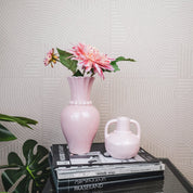 Vase - pearl neck - ceramic - light pink - 12x12x24cm