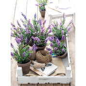 Artificial Lavender Plant in Flower Pot Stan - H33 x Ø20 cm - Blue