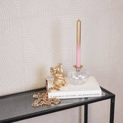 Candlestick - Bottle - Glass/Metal-Rainbow/Gold-11x11x8.5cm