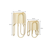 Danube flowerpot on Standard - Set of 2 - Metal - H45 x Ø23 cm - Light yellow, Gold