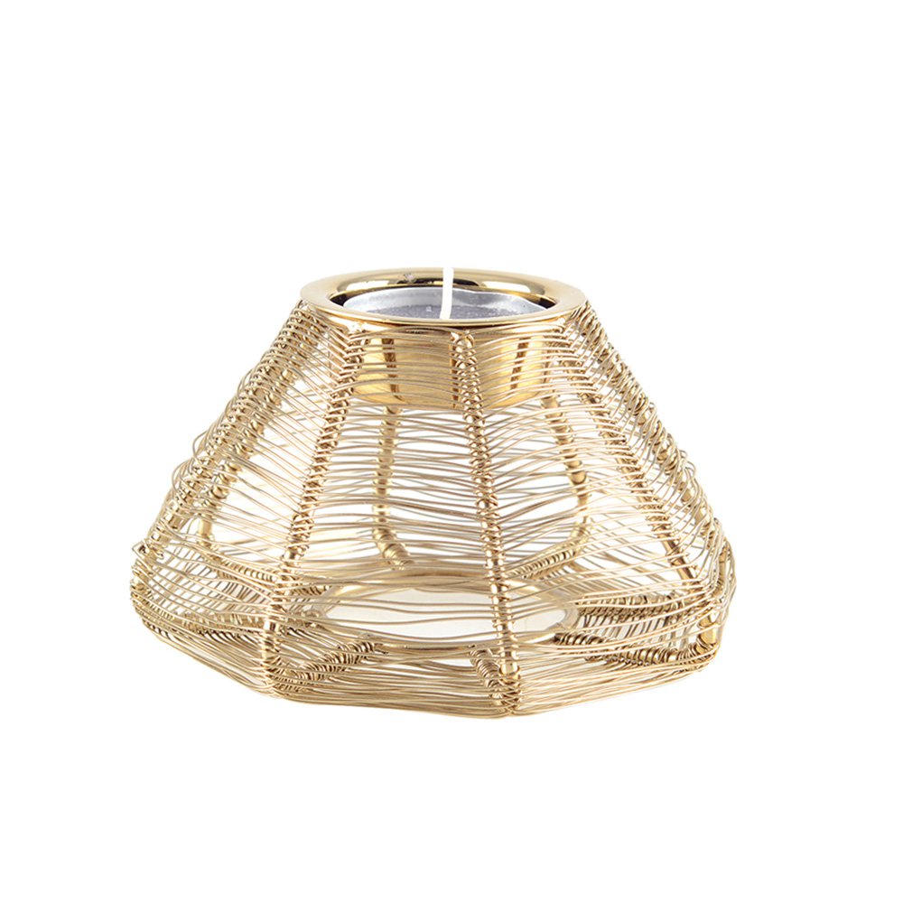CONICAL CANDLESTICK GOLD WIRE 11x11x6cm