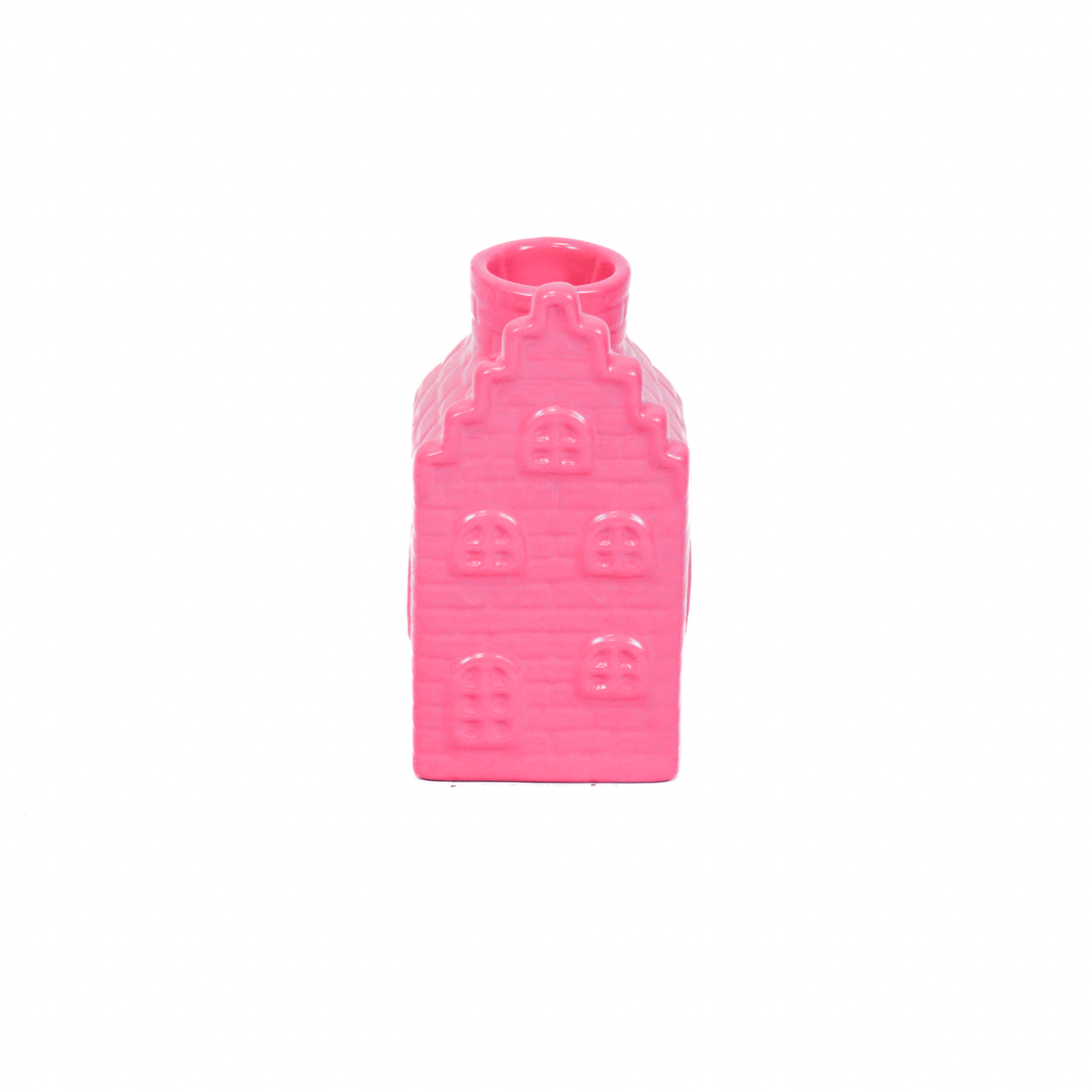 Candle holder - House - Ceramic - Neon Pink - 6x6x11cm