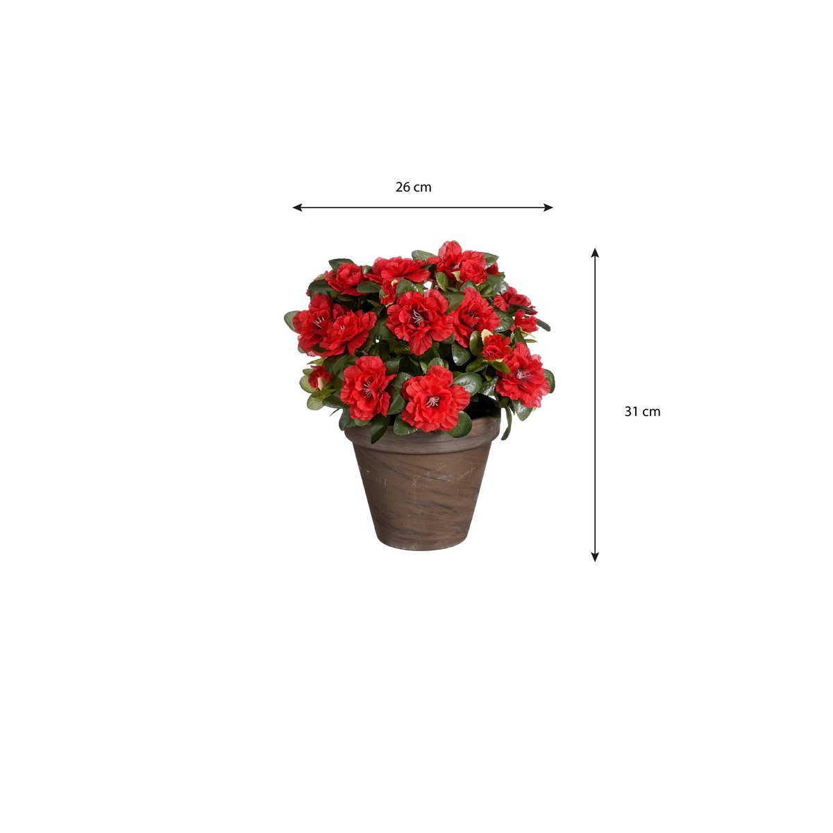 Artificial Azalea Plant in Flower Pot Stan - H31 x Ø26 cm - Red
