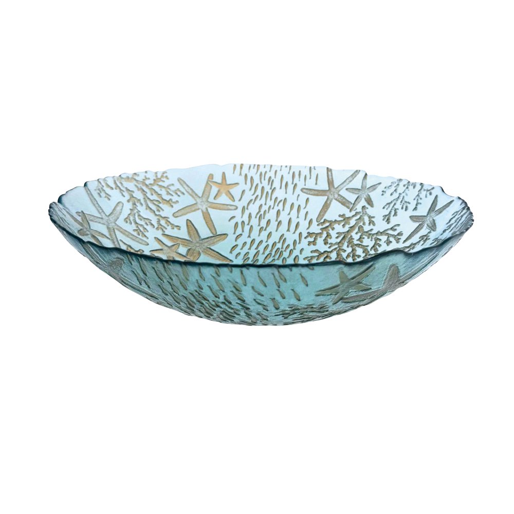 Salad Bowl in Blue Sea Glass 33x33x9cm