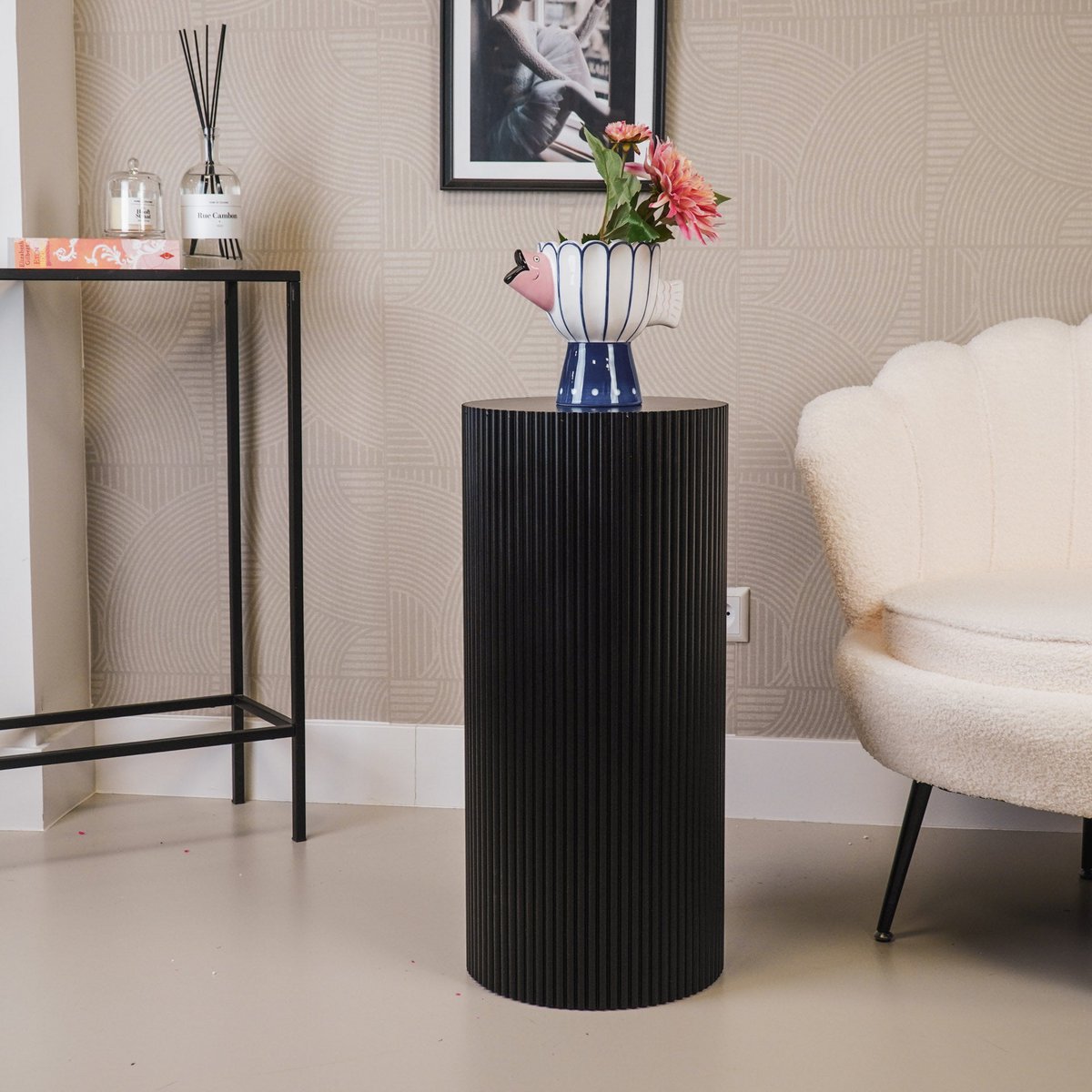 Side table or  pillar cylinder - black