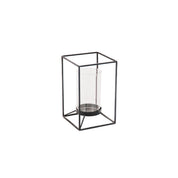 Lantern - metal/glass - black - 12.5x12.5x20cm