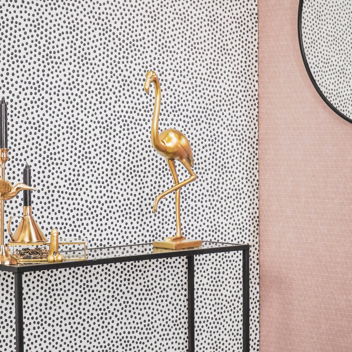 Ornament - Flamingo - Polyresin - Gold - 16.5x10x39cm