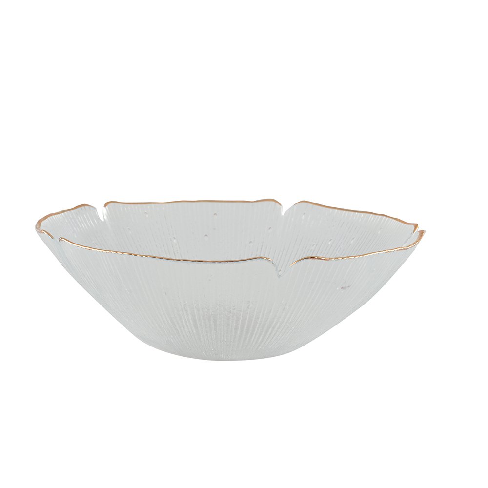 Flower Glass Bowl with Gold Rims 25 cm