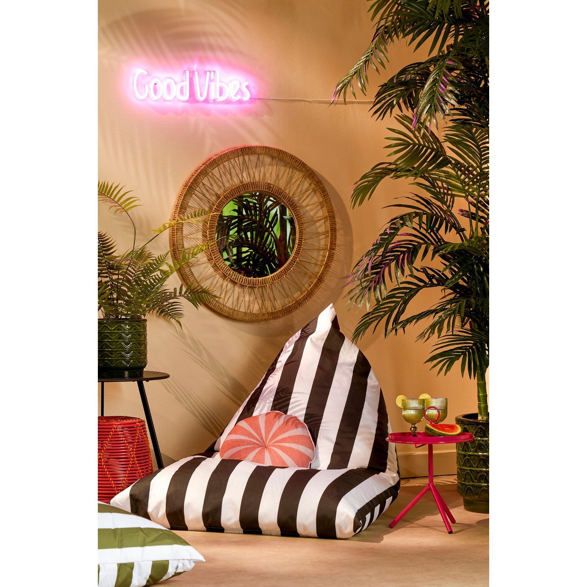 Ludy Wall mirror - H5 x Ø70 cm - Jute - Light brown