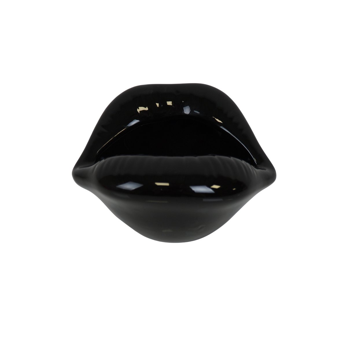 Pot - Ornament - Lip - Keramiek - Zwart - 12,5x11x7,5cm