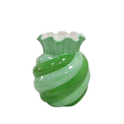 VASE- SWIRL-STONEY SEQUARE- MINT/ GREEN- 13X13X15.5CM
