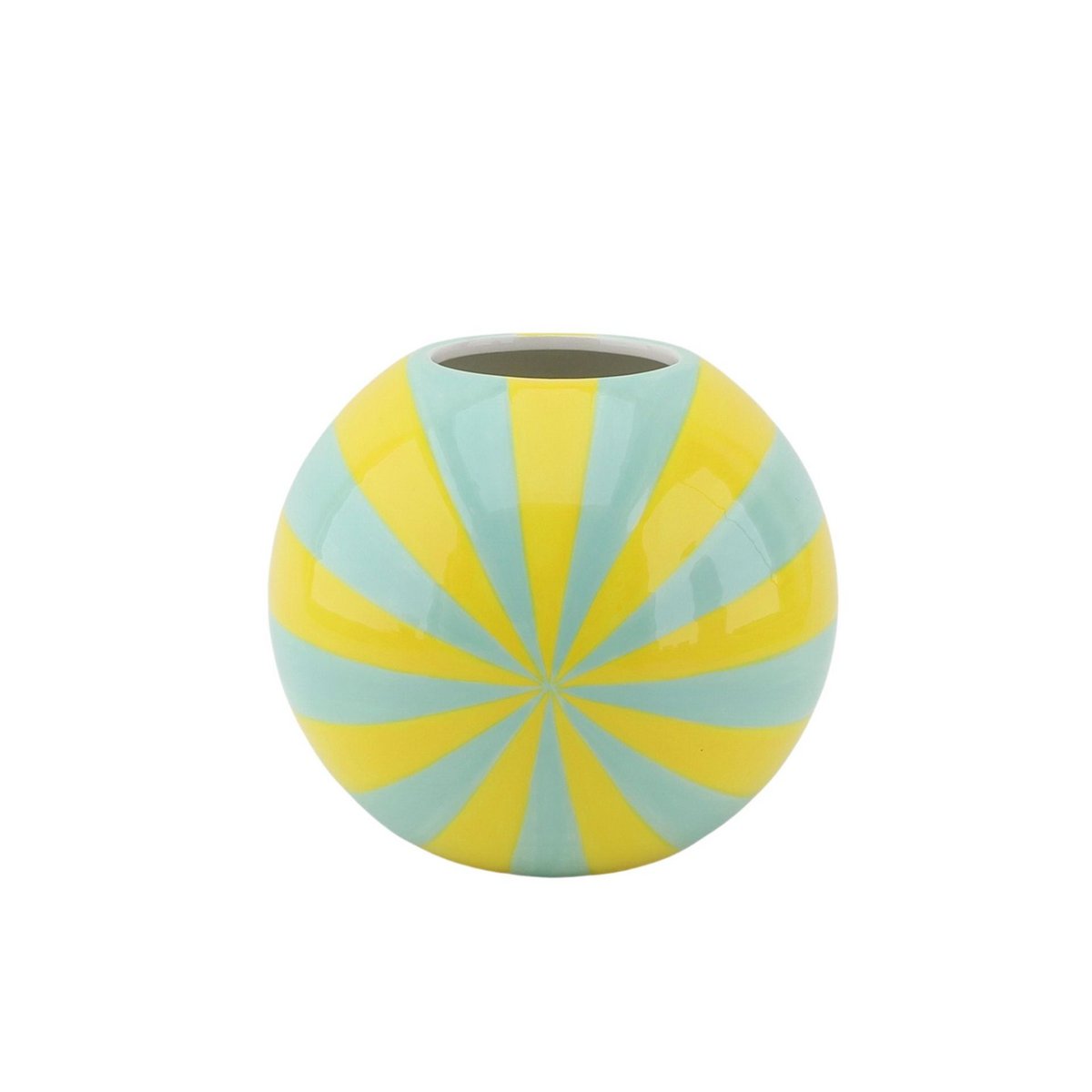 Vaas - Bloemvaas Swirl - Geel/Mint - 20x20x17cm