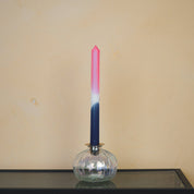 Candlestick - Bottle - Glass/Metal-Rainbow/Gold-11x11x8.5cm