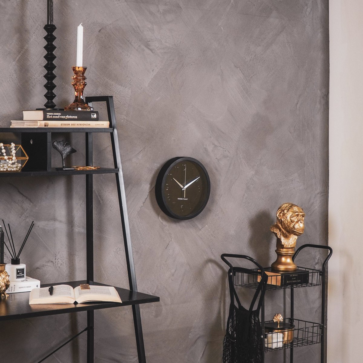 Wall clock - Metal/Glass - Black - 25x4.2x25cm