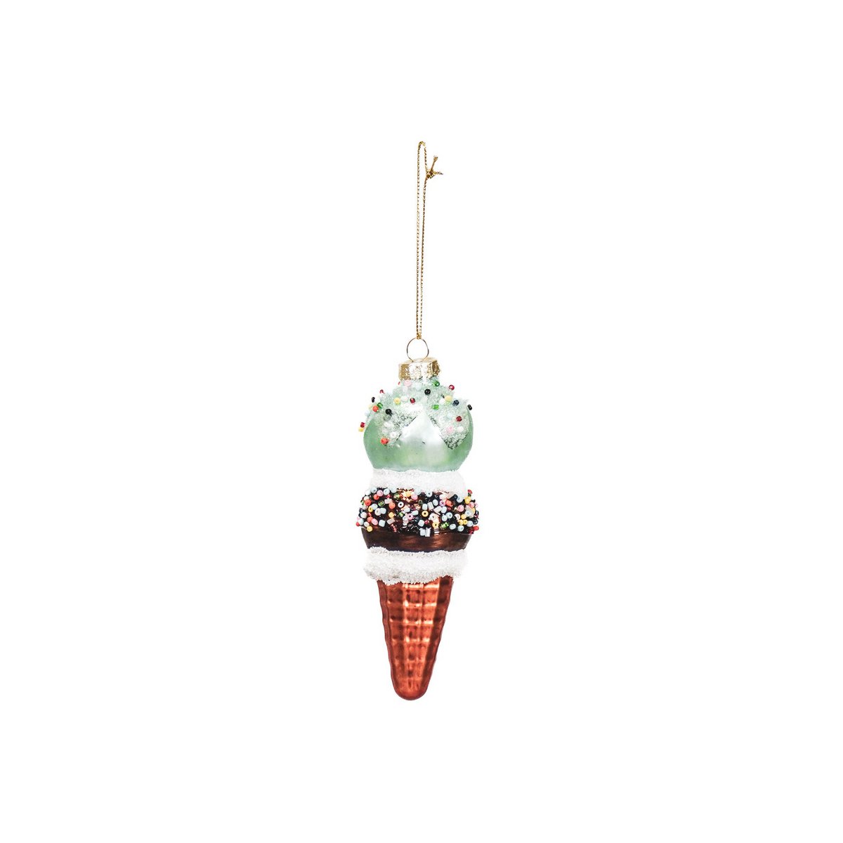 Christmas ornament - Ice - Glass - Blue/Brown - 5x14cm