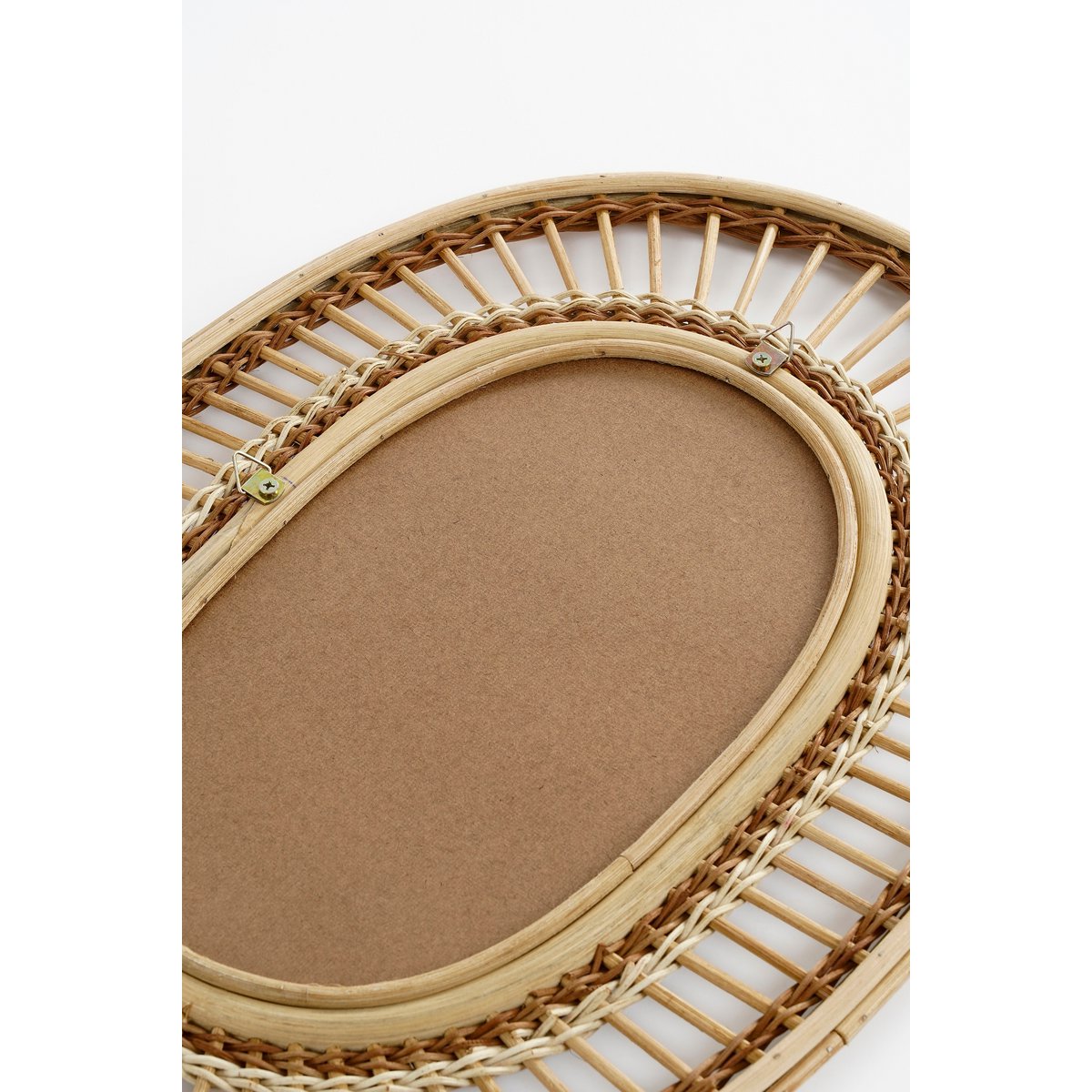 Oval wall mirror - L59 x B40 x H3 cm - rattan - light brown