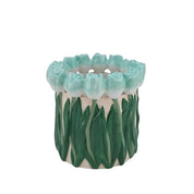 VASE-TULIPS- DOLOMITE-MINT/ GROEN-17X17X16CM
