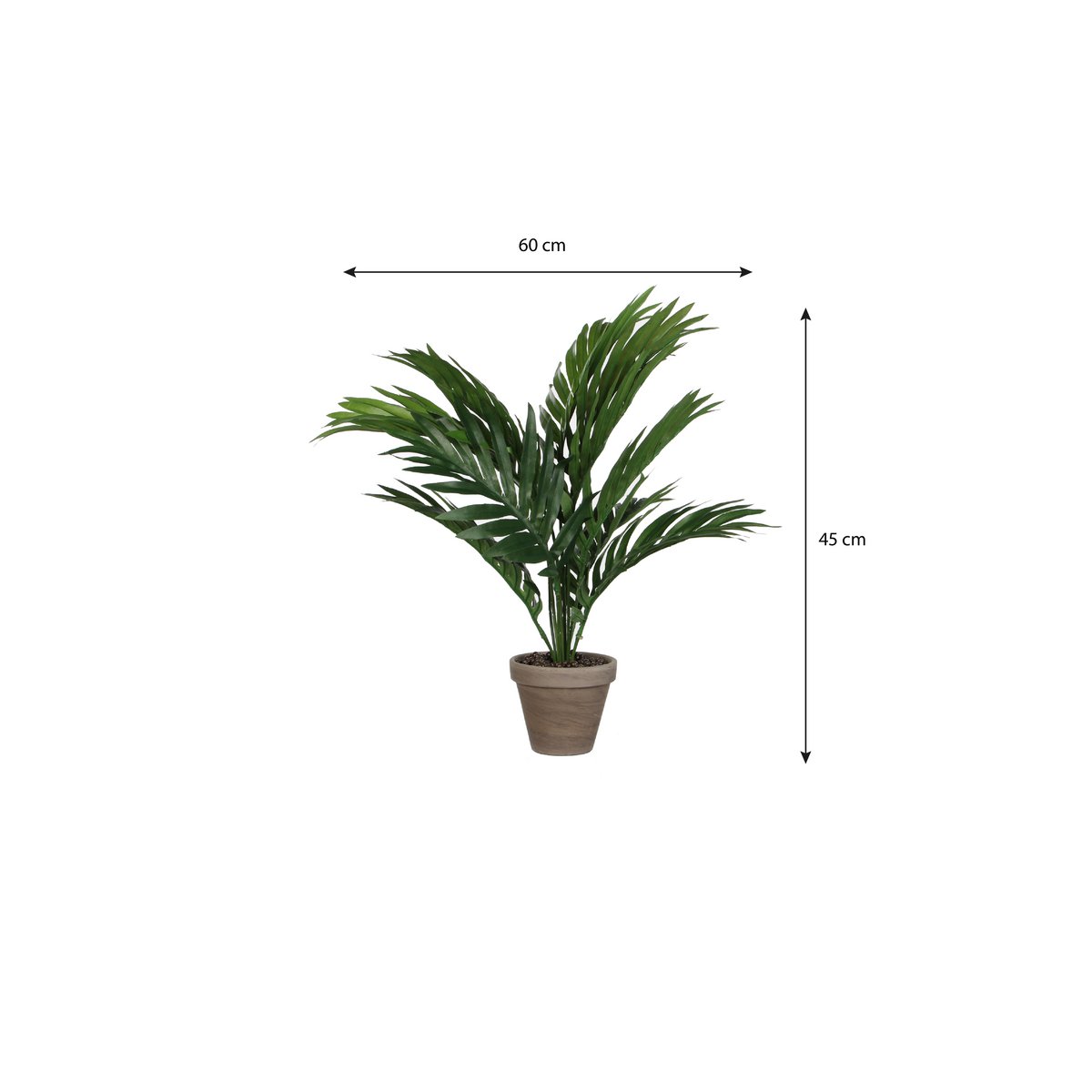 Artificial Areca Palm Plant in Flower Pot Stan - H45 x Ø60 cm - Green