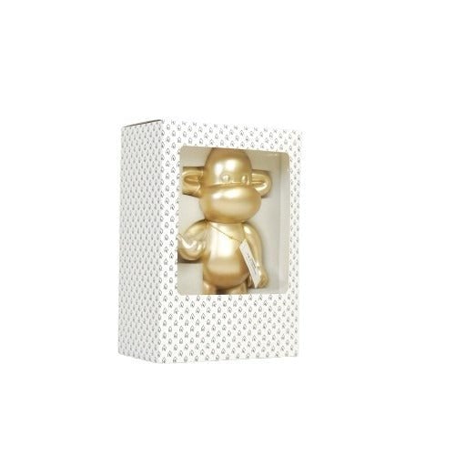 Ornament - hang losse aap beeldje 'de legende' - polyresin - goud - 20,5x13,5x35cm