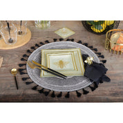 Zwarte placemat franjes -