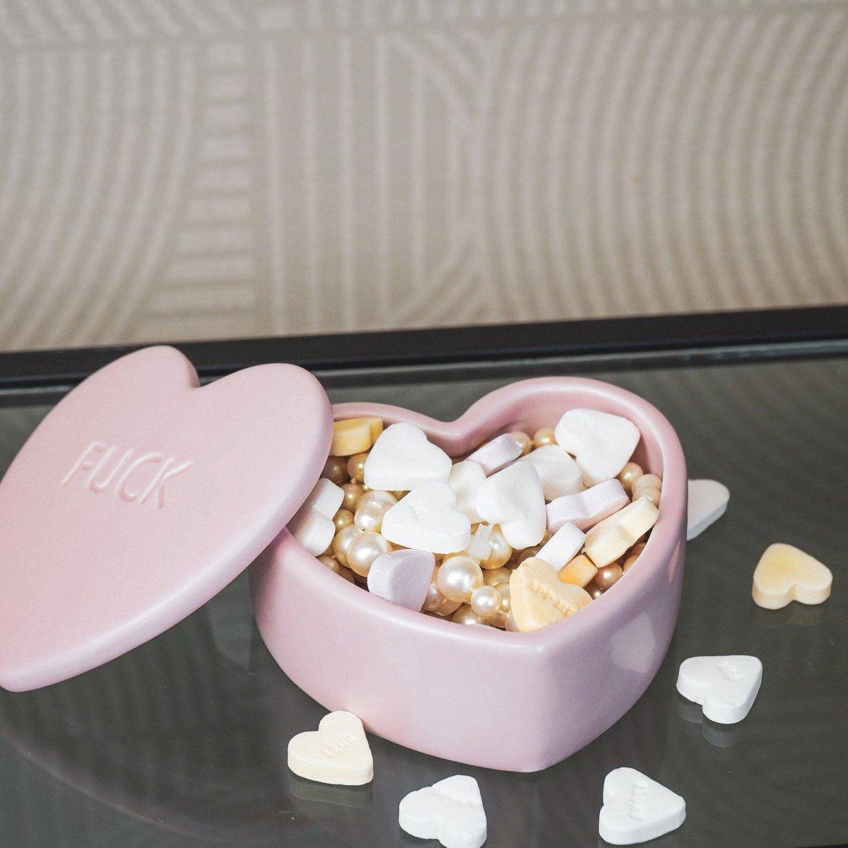 Decoratieve Pot- Candy Heart 'FUCK- Licht Roze- 12x11,5x6cm
