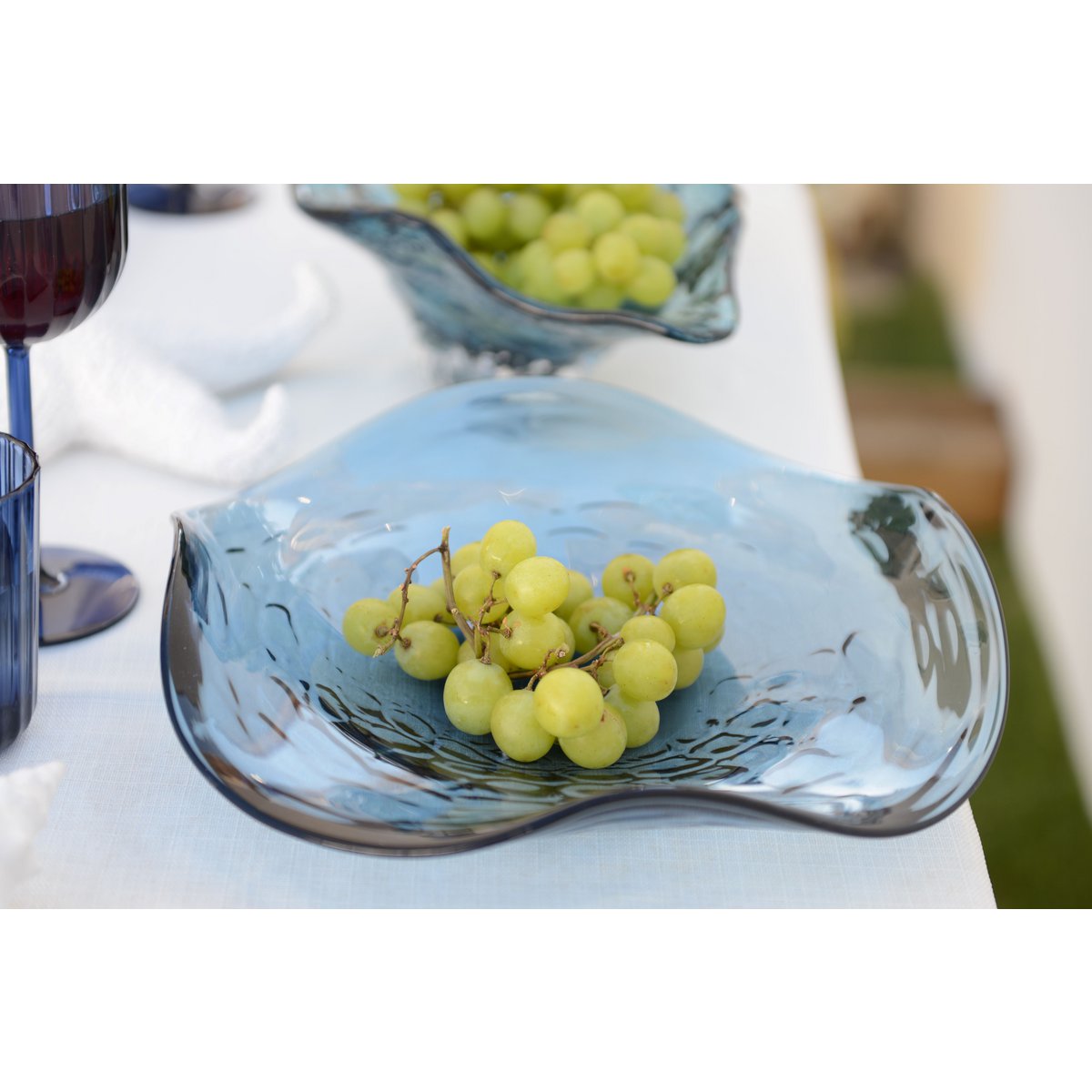 Decorative Blue Glass plate 30x30x6.5 cm