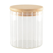 Glass and wooden storage jar