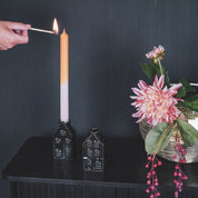 Candle holder - House - Ceramic - Black - 6x6x11cm