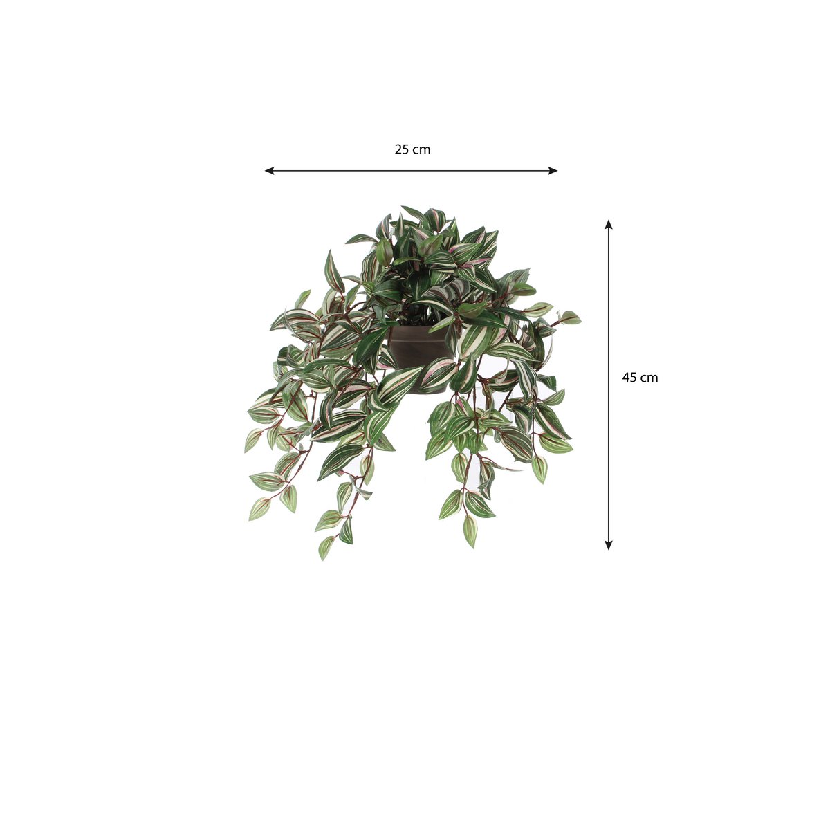 Tradescantia Artificial Hanging Plant in Stan Flower Pot - H45 x Ø25 cm - Green