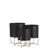 Aries Flower Pot on Stand - Set of 3 - H32 x Ø24 cm - Black