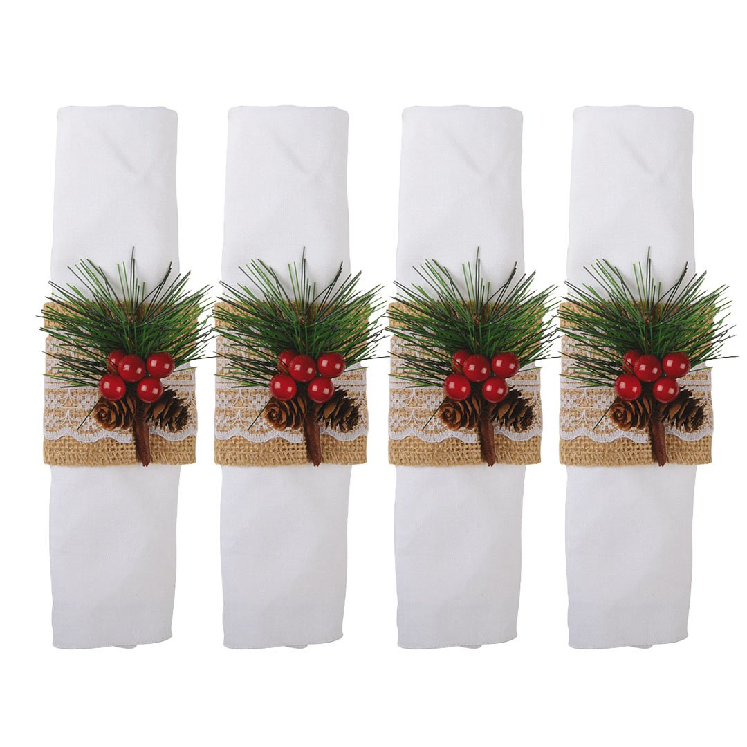Set van 4 ronde hulstdoeken