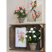 Artificial rose bush plant in flower pot Stan - H33 x Ø25 cm - White