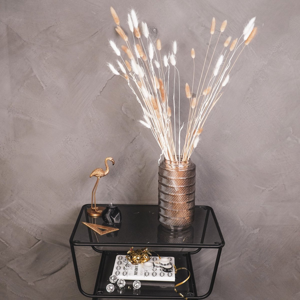 Vase - Pattern - Glass - Brown - 12.5x23cm