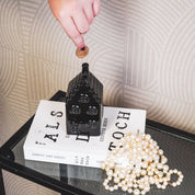 Ornament - Spaarpot - Huis - Keramiek - Zwart -7x7x13cm