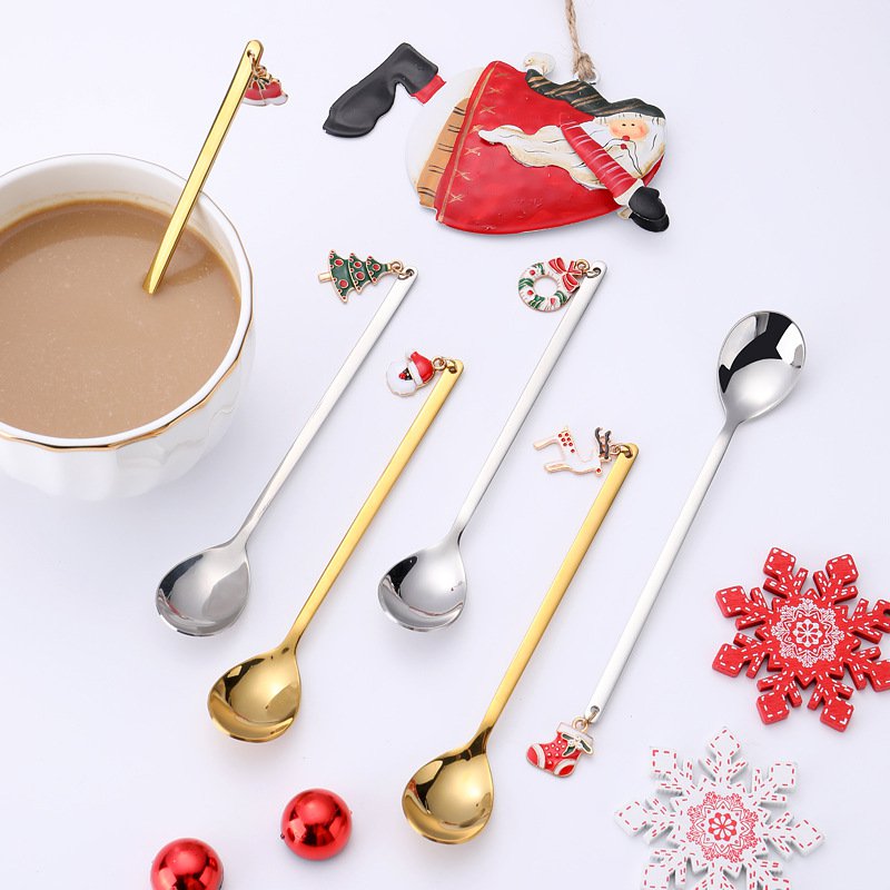 Golden kerst lepeltjes - set van 6