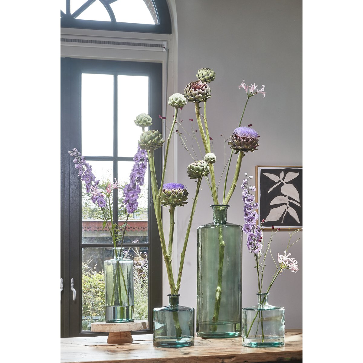 Vase Bouteille Guan - H75 x Ø25 cm - Verre recyclé - Vert