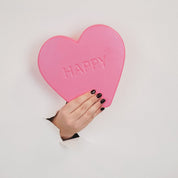 Ornament- Snoep Hart 'HAPPY'- Neon Roze- 20x4x18,5cm