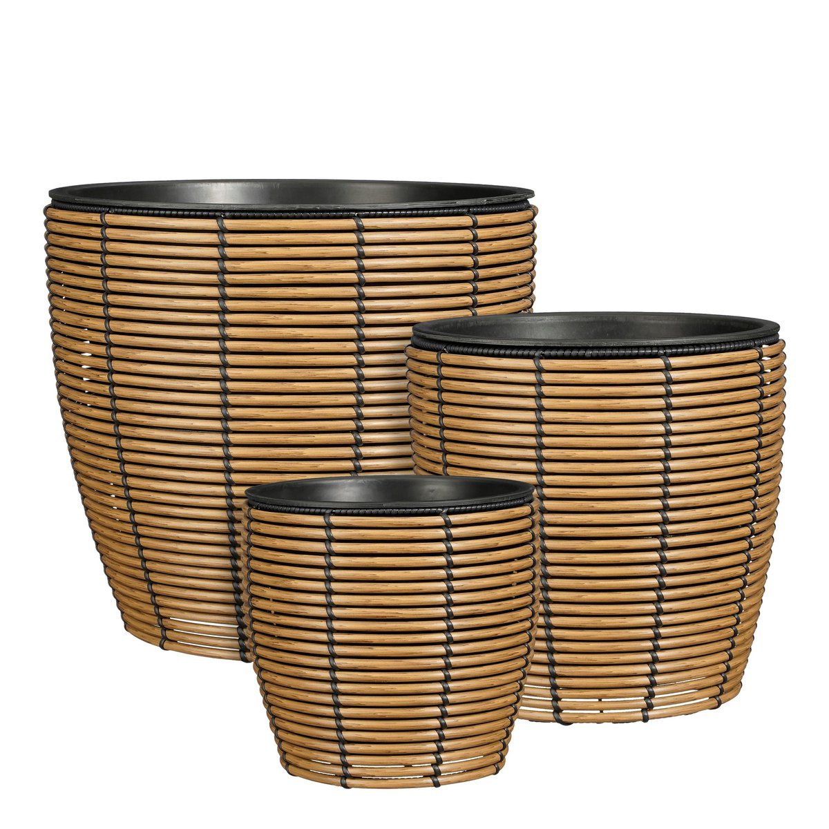 Durban Flowerpot Outside - Set of 3 - H36 x Ø40 cm - Recycled plastic - Brown