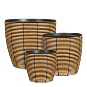 Durban Flowerpot Outside - Set of 3 - H36 x Ø40 cm - Recycled plastic - Brown