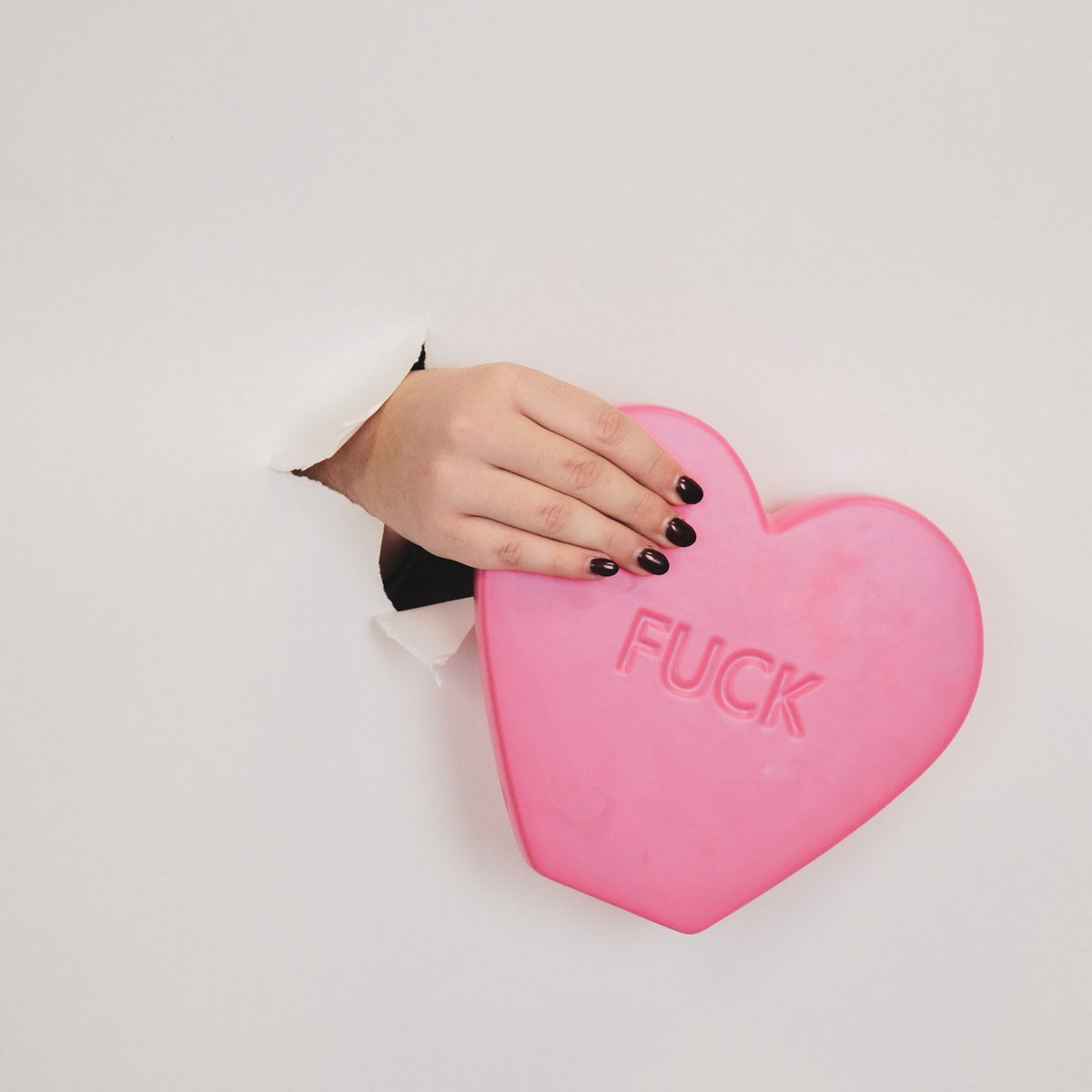 Ornament- Candy Heart 'FUCK'- Neon Roze- 20x4x18,5cm