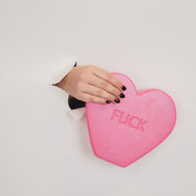 Ornament- Candy Heart 'FUCK'- Neon Roze- 20x4x18,5cm