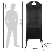 Vitrinekast Zwart, Metaal en Glas 68x43x181 cm