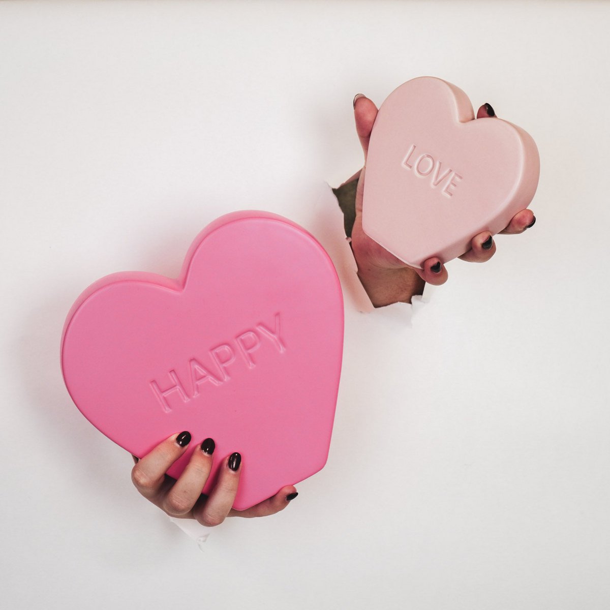 Ornament- Snoep Hart 'HAPPY'- Neon Roze- 20x4x18,5cm