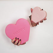 Ornament- Snoep Hart 'HAPPY'- Neon Roze- 20x4x18,5cm
